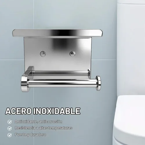Vista 2 de SetSail Portarrollos de papel higiénico con adhesivo para estantes o espejo cromado