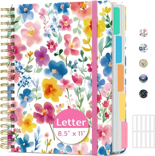 Vista 22 de Taja Cuadernos de espiral para trabajo de 5 materias con divisores K - Vórtice rosa