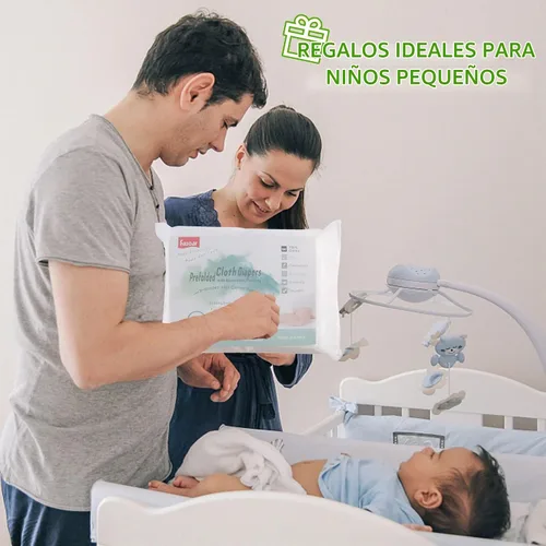 Vista 6 de Fasoar - Pañales predoblados de tela – 100% algodón premium sin blanquear, 3 capas lavables para bebés a niños – multiuso (10-35 libras) 5/6/10/12