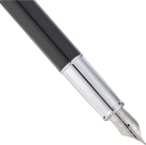 Vista 2 de Sheaffer Pluma estilográfica 100 de laca negra con ribete cromado y punta fina