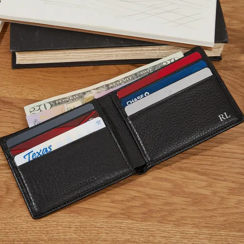 Vista 2 de Leatherology Cartera Bifold Delgada para Hombres Cartera Delgada de Bolsillo Frontal con 6 Ranuras para Tarjetas, Compartimento para Billetes y 2
