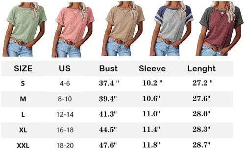 Vista 2 de Welity Camisetas de manga corta para mujer, cuello redondo, estilo casual, ajuste holgado