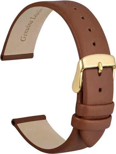 Vista 46 de WOCCI Correa de reloj elegante de 0.315 in de ancho, correa de repuesto de cuero genuino con hebilla dorada (negro)