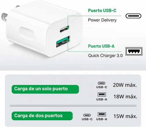 Vista 4 de Bloque de carga USB C, paquete de 5 bloques de carga tipo C, caja de carga rápida PD de 20 W, cubo de ladrillo compatible con iPhone 16/15/14 Pro