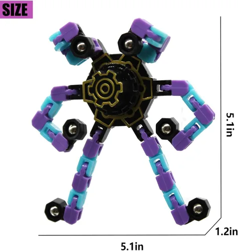 Vista 4 de 6 juguetes giratorios antiestrés, juguete luminoso transformable con cadena para niños y niñas, giroscopio con punta de los dedos, regalos
