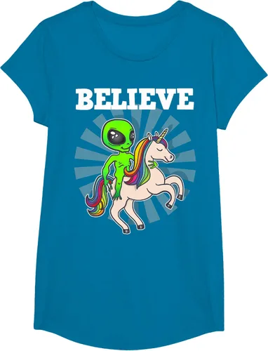 Vista 52 de Believe Space Alien Riding Unicorn - Camiseta de regalo divertida, Negro, S