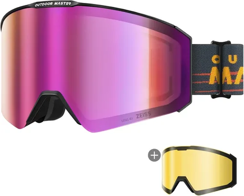 Vista 9 de OutdoorMaster - Gafas de esquí Falcon con lente de ZEISS, gafas de snowboard OTG antiempañamiento, lente intercambiable magnética, gafas de nieve