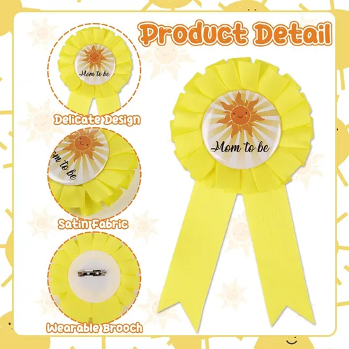 Vista 4 de Serencatcher Banda de baby shower para mamá niño, decoraciones de baby shower con el sol incluyen a mamá papá para ser pin corona de flores