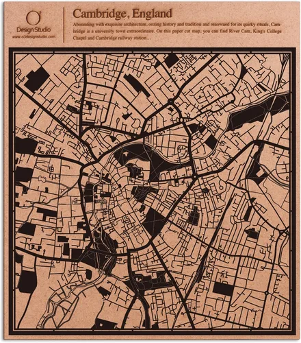 Vista 11 de O3 Design Studio Abu Dhabi - Mapa de corte de papel negro (12 x 12 pulgadas)