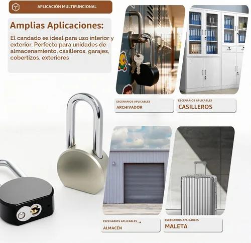 Vista 4 de Candado de grillete largo resistente, cerradura de acero impermeable con 3 llaves 2.1in Vertical Clearance Disc Cylinder Resists Picking And