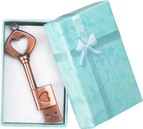 Vista 8 de BorlterClamp Memoria Stick Retro Metal Love Heart Key Drive de 32 GB USB 2.0 Flash Drive