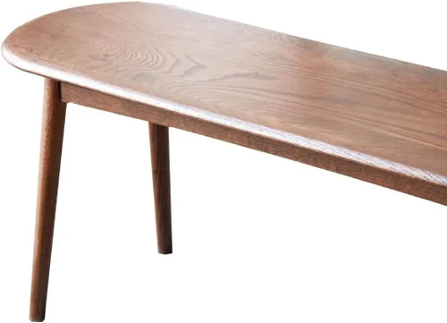 Vista 6 de Banco de comedor de madera, taburete de entrada de estilo simple en nogal