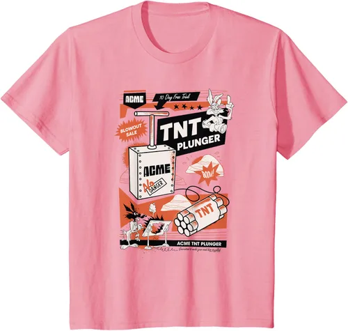 Vista 37 de Looney Tunes Wile E. Coyote - Camiseta de émbolo TNT, Blanco, S