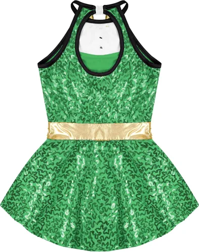 Vista 5 de JEATHA Vestido de leotardo de baile latino moderno de lentejuelas brillantes para niñas
