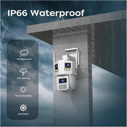 Vista 6 de 6K tres lentes 5G WiFi PTZ cámara IP de seguridad al aire
