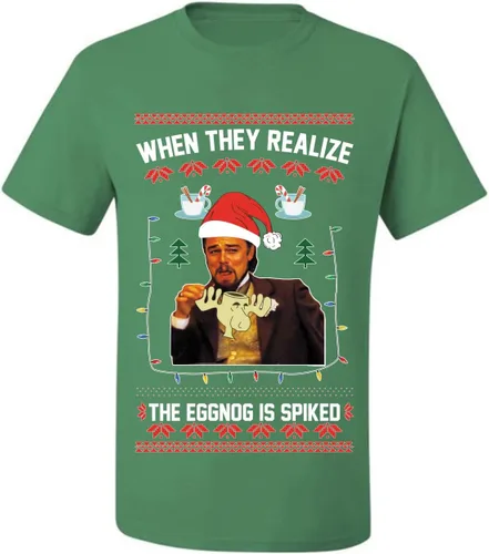 Vista 3 de Leo Laughing Dank Meme When They Realize The Eggnog is Spiked Ugly Christmas Sweater para hombre
