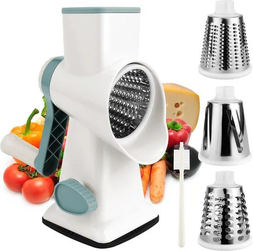 Vista 6 de Rallador de queso, rallador de acero inoxidable de 4 caras, tamaño pequeño, triturador de alimentos para queso, parmesano, verduras, apto