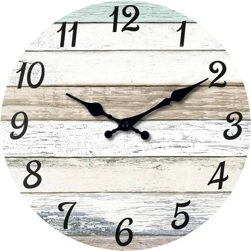 Vista 16 de XNM Reloj de pared redondo para cocina, funciona con pilas, reloj de pared rústico de 10 pulgadas con flores azules, reloj de pared silencioso