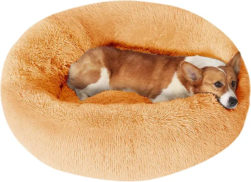 Vista 31 de JOLLYVOGUE - Cama para perros y gatos, cama relajante y antiestrés para mascotas y perros pequeños, cojín esponjoso en forma de dona para mascotas