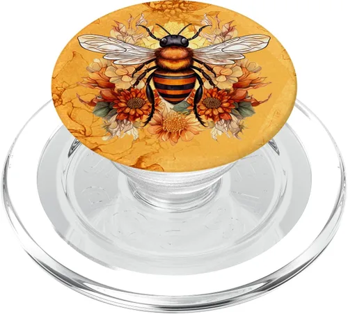 Vista 7 de Abejorro Abejorro miel apicultor flor amarilla abeja PopSockets estándar PopGrip