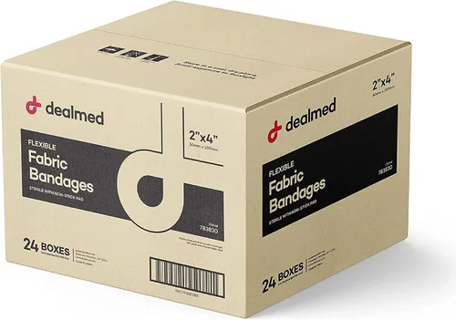 Vista 6 de Dealmed Vendajes Adhesivos Flexibles de Tela – 50 Unidades (1 Paquete) Vendajes con Almohadilla Antiadherente, Sin Látex, Cuidado de Heridas
