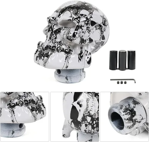 Vista 2 de Pomo de palanca de cambios de calavera negra universal para Negro