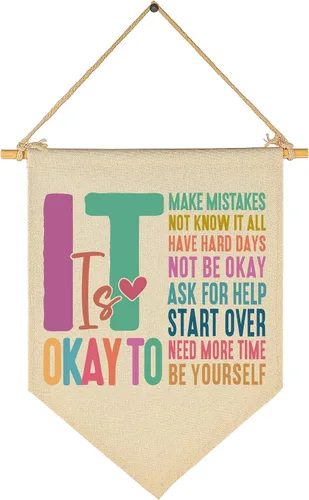 Vista 54 de Está Bien Cometer Errores - Banner de Educación en Salud Mental - Lona de Afirmaciones Positivas y Citas Decorativas para Maestros, Niños