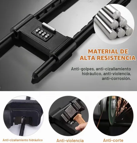Vista 2 de Cerradura de bicicleta combinada, cerradura de bicicleta U Lock