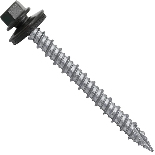 Vista 22 de Tornillos para techos de metal gris ABC 10 x 1 - Cabezal hexagonal - Arandela EPDM - Arandela de arranque automático/roscado - 1 bolsa - 250