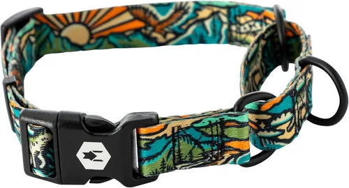 Vista 7 de Wolfgang - Collar de perro Martingala resistente con hebilla de nailon de liberación rápida para caminar y entrenar, estampado BrookTrout, grande