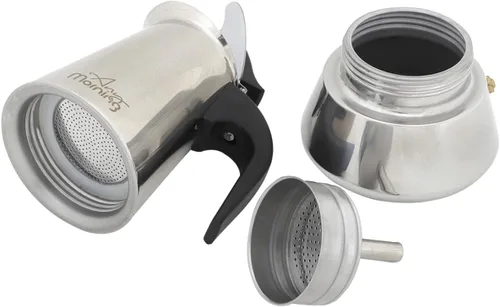 Vista 7 de Any Morning Cafetera espresso para estufa, cafetera cubana, cafetera de acero inoxidable con parte superior de la estufa y cafetera moka, cafetera