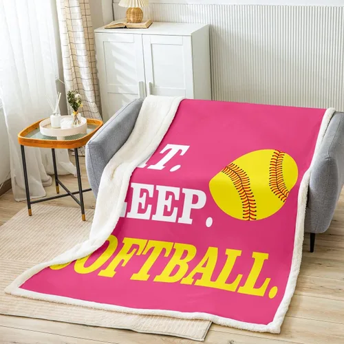 Vista 34 de Feelyou Football Throw Blanket Basketball Sports Soft Fleece Sherpa Cozy Fuzzy Plush Warm Soccer Ball Game Fuzzy Plush Throw Black Baseball Gaming