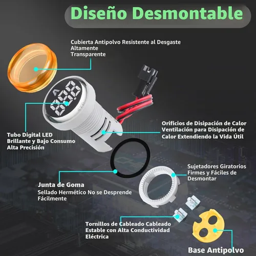 Vista 2 de DROK - Juego de 3 medidores de corriente AC 100A, probador de corriente digital AC 0-100A con pantalla LED grande, adecuado para 110V 220V, panel