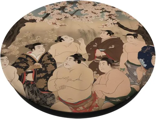 Vista 2 de Sumo Cherry Blossom Lucha en el Renacimiento estilo de pintura PopSockets intercambiables PopGrip