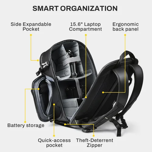 Vista 4 de RaLeno Camera Backpack, 22L+5L Expandable Camera Bag for Photographers