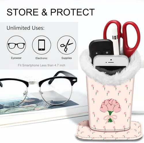 Vista 157 de Fintie Soporte para anteojos forrado de felpa con base magnética, estuche de cuero vegano prémium para lentes