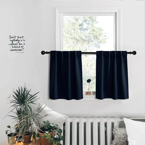Vista 108 de PONY DANCE Cortinas cortas con aislamiento térmico para ventana pequeña, para guardería, baño, cocina, lavandería, caravana, sótano, 29 pulgadas