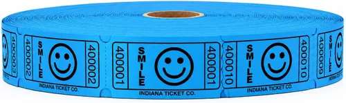 Vista 10 de INDIANA TICKET CO. Smile Paquete de 4 Rollos de Boletos - 2000 Cada Uno en Azul, Rojo, Amarillo y Verde (8000 Total) 1x2 para Admisión, Eventos A