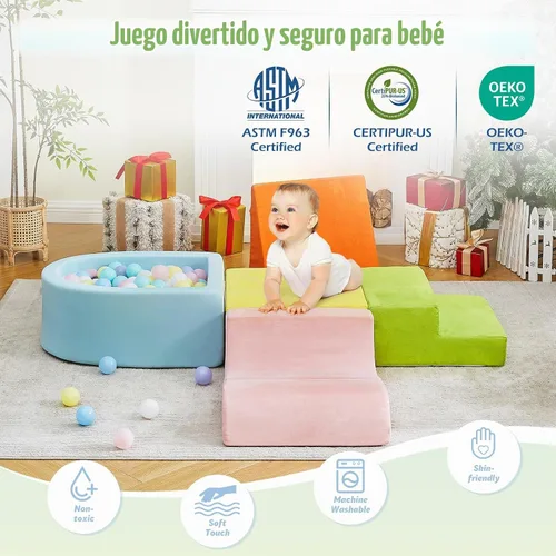 Vista 6 de QUCHI Juguetes de escalada de 5 piezas para niños pequeños, juguetes de escalada para niños pequeños en interiores con piscina de bolas de espuma