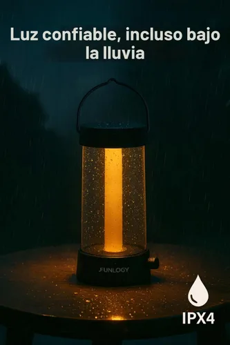 Vista 7 de FUNLOGY Farol – Linterna LED recargable para campamento, luz vintage regulable de 360°, banco de energía de 4000 mAh, alto CRI 95, IPX4 resistente