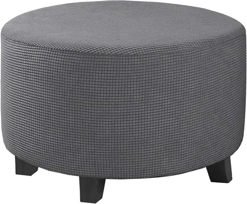Vista 17 de Fundas elásticas para otomanas, fundas otomanas redondas, fundas extraíbles para reposapiés, fundas protectoras otomanas de almacenamiento para sala
