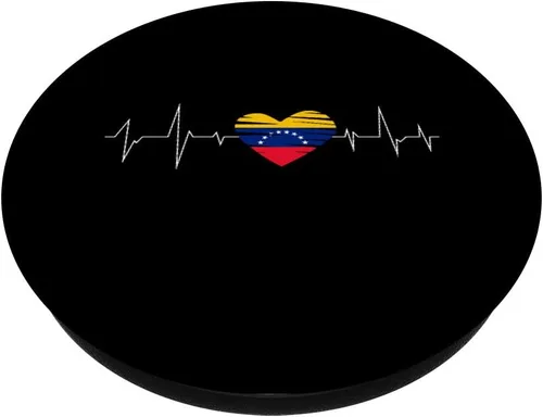 Vista 2 de I'm American My Heart Beats for Venezuela Pop Socket Bandera - PopSockets Grip and Stand for Phones and Tablets