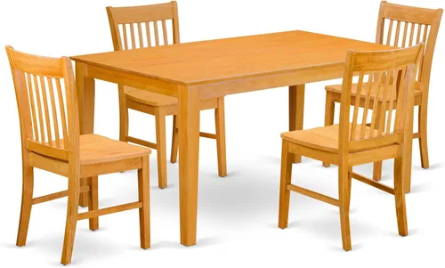 Vista 10 de East West Furniture CANO6-LWH-W - Juego de mesa de comedor moderno de 6 piezas que contiene una mesa rectangular de madera y 4 sillas de comedor