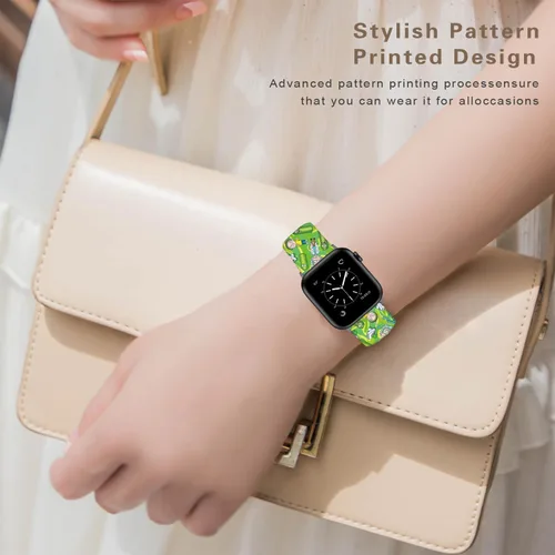 Vista 5 de Compatible con Apple Watch Band Rick and Morty de 1.496 pulgadas/1.575 pulgadas/1.614 pulgadas/1.654 pulgadas (Serie 10), correa mágica de silicona