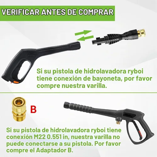 Vista 4 de FIXFANS Adaptador para pistola de lavado a presión, compatible con Ryobi