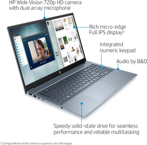 Vista 5 de HP 2022 - Laptop Pavilion IPS FHD 1080P de 15.6 pulgadas, AMD Ryzen 7-5700U de 8 núcleos (hasta 4.3 GHz, Beat i7-1180G7), 64 GB de RAM, SSD NVMe