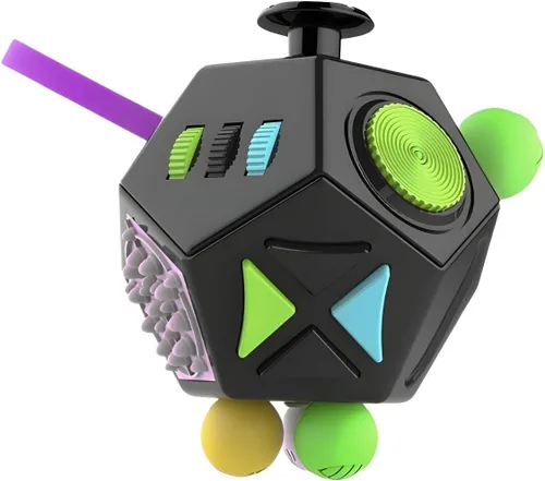 Vista 11 de Cubo de juguetes para aliviar el estrés y la depresión ansiosa, cubo de 12 lados para niños y adultos con TDAH, TDA, TOC, autismo, juguete creativo