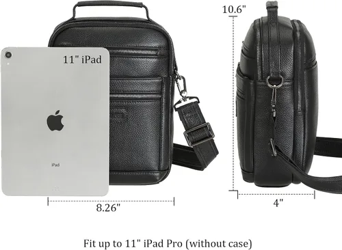 Vista 3 de Polare - Bolso de mensajero de cuero italiano de grano completo, estilo vintage, bolso cruzado al hombro, estilo casual, bolso de negocios