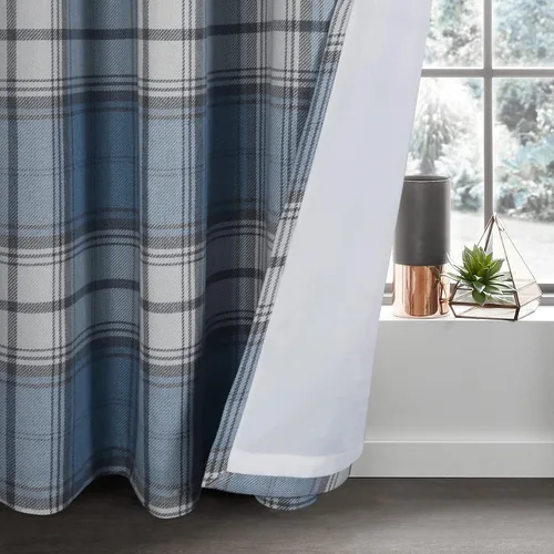 Vista 2 de always4u - Cortinas de cuadros de moda para dormitorio, cortinas de estilo granja para sala de estar, cortinas con ojales para oscurecer la Azul