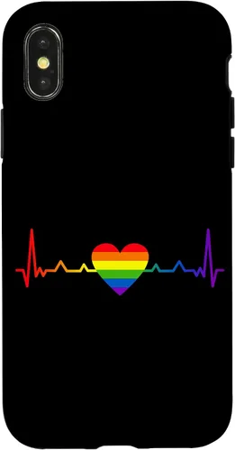 Vista 4 de iPhone 15 Rainbow Heartbeat LGBT Pride Month Gay Bi Trans Case